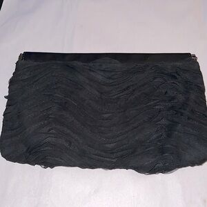 Express Fabric black layered pleated detail clutch bag  purse